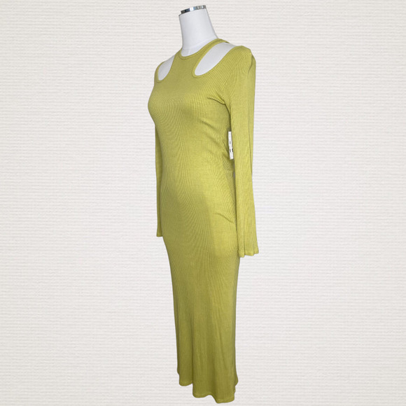 Simon Miller Anz Rib Cutout Long Sleeve Dress in Kiwi - Picture 8 of 14